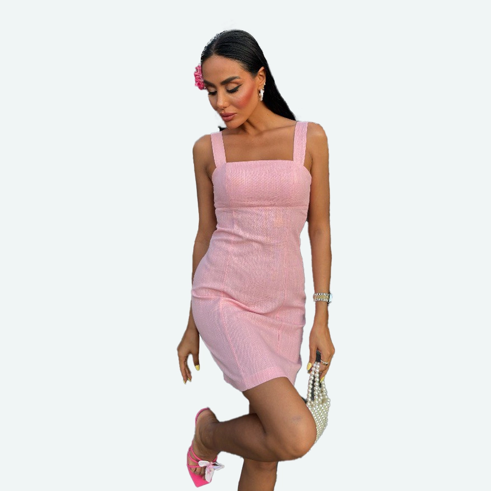 Елегантен розов фустан