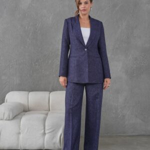 Елегантен женски комплет – сако и панталони, тегет нијанса