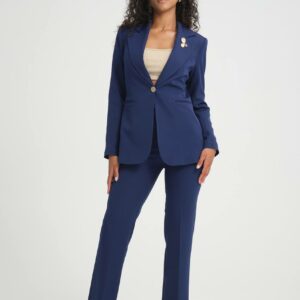 Женски костум сако со панталони – тегет боја